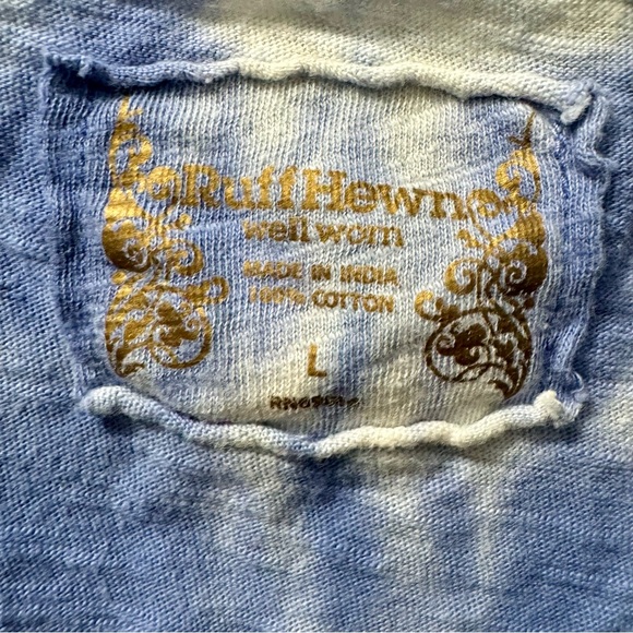 Ruff Hewn, Size L, Short Sleeve Blouse, Blue and White - Picture 2 of 2